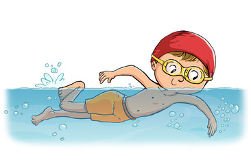 Illustration of child swimmer in the pool