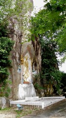 May 25 2021, Ratchaburi, Thailand : stone carving of Buddha at Wat Pa Hin Sung Charoentham, Suanpheng, Thailand.