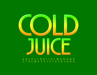 Vector creative emblem Cold Juice. Gradient color Font. Elegant style Alphabet Letters and Numbers set