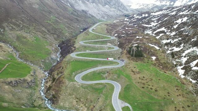Aerial view of Julier Pass, Albula, Engadine, Canton of Graubunden, Switzerland