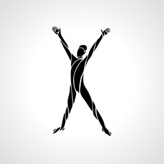 Healthy Life Logo Arm raised man silhouette illustration