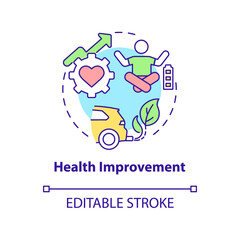 Health improvement concept icon. Carbon offsetting benefit abstract idea thin line illustration. Public health measures. Reduce carbon footprint. Vector isolated outline color drawing. Editable stroke