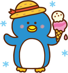 アイスを持ったペンギンさん