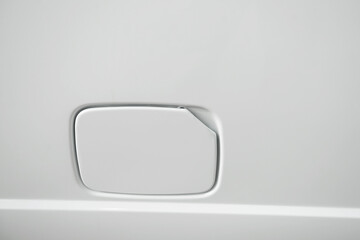 White car body with gas tank protection hatch door. - 436630322