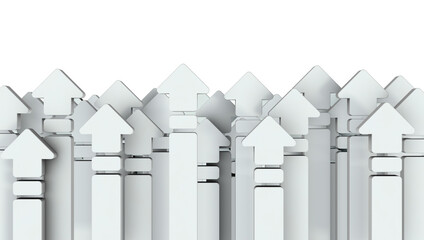 切磋琢磨するイメージ・沢山の矢印・白バック・3Dレンダリング