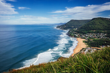 australia, background, bald hill, beach, beautiful, blue, coast, coastline, headland, holiday, island, landscape, nature, nsw, ocean, outdoor, reserve, sand, scenic, sea, seascape, sky, stanwell park 
