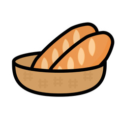 シンプルでかわいいフランスパンのイラスト