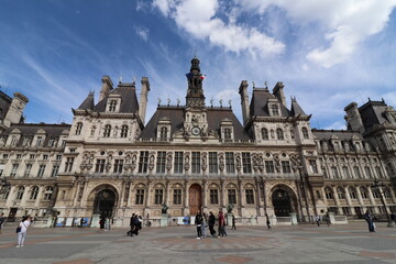 Fototapeta premium L'hotel de ville de Paris, vue de l'extérieur, ville de Paris, France