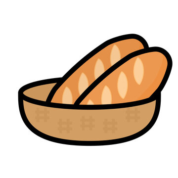 recommend clip art: シンプルでかわいいフランスパンのイラスト