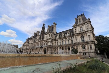 Fototapeta na wymiar L'hotel de ville de Paris, vue de l'extérieur, ville de Paris, France