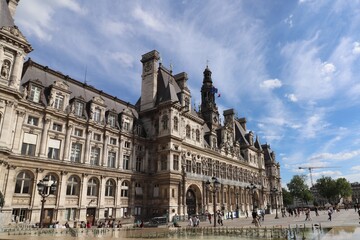 Fototapeta na wymiar L'hotel de ville de Paris, vue de l'extérieur, ville de Paris, France