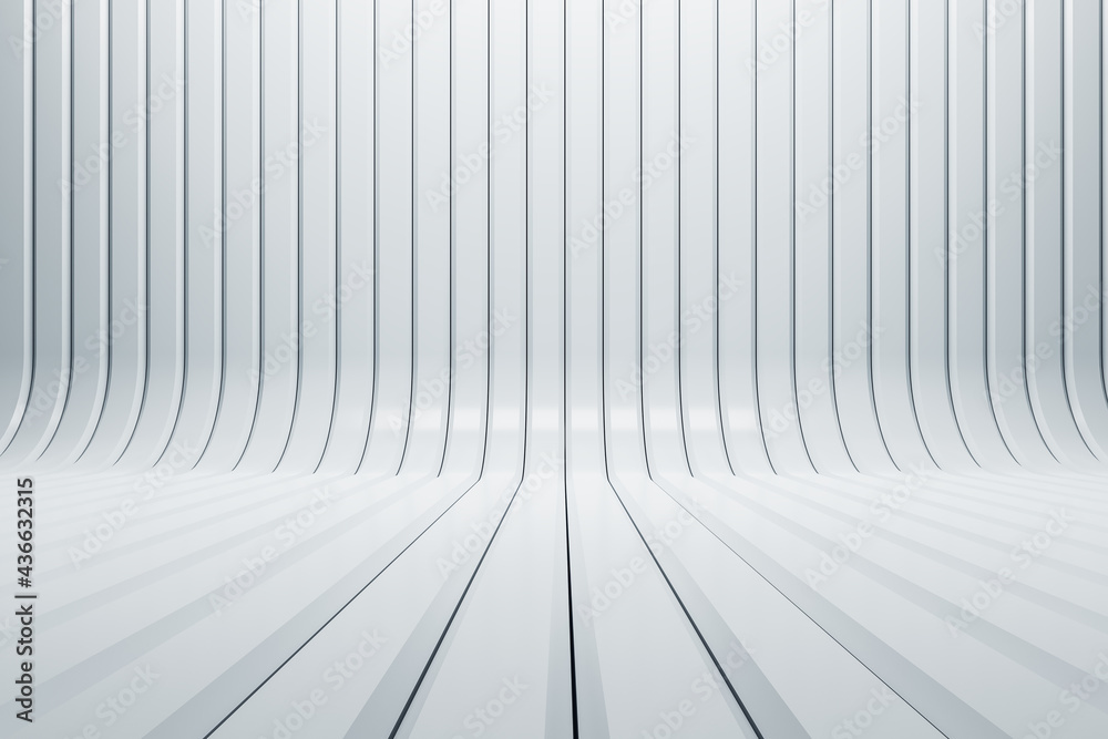 Poster abstract shiny white interior with lines. 3d rendering.