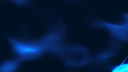 Obraz premium Dot white blue wave light screen gradient texture background. Abstract technology big data digital background. 3d rendering.