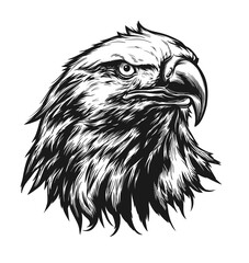American bald eagle head digital ink vector illustration. 