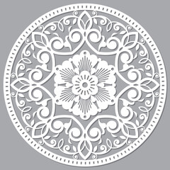 Moroccan mandala vector floral pattern, inspired by the traditional openwork arabic carved wood wall art from Marrakesh in Morocco
