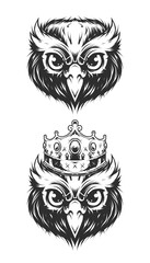 Fototapeta premium Vintage Owl head in monochrome style Premium Vector