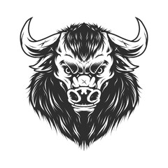 Vintage Bull head in monochrome style Premium Vector