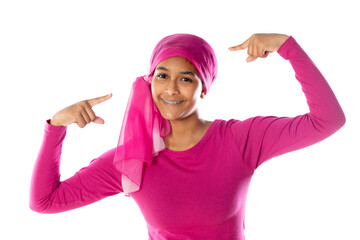 Obraz na płótnie Canvas Young beautiful African woman wearing pink headscarf
