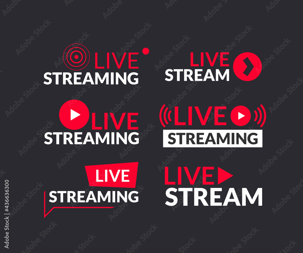 Canvas Prints set of live streaming and live webinar icons. vector illustration