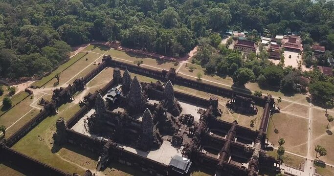 4K Angkor Wat Temple Aerial View, Siem Reap, Cambodia