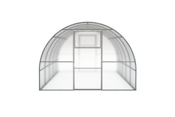 Farm greenhouse for growing plants, fruits, berries, vegetables, flowers. Visualization of an empty hotbed. Clipart. 3d rendering