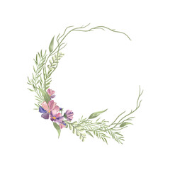 Floral wreath made of grass in circle