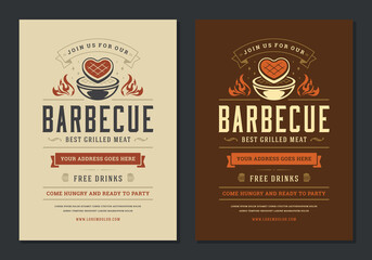 Barbecue party vector flyer or poster design template