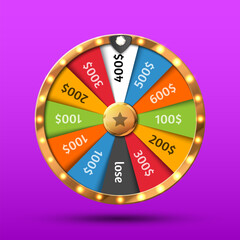 Colorful wheel of luck or fortune infographic. Vector illustration. Online casino background. Vector illustration
