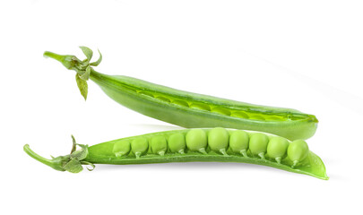 Green peas on white background