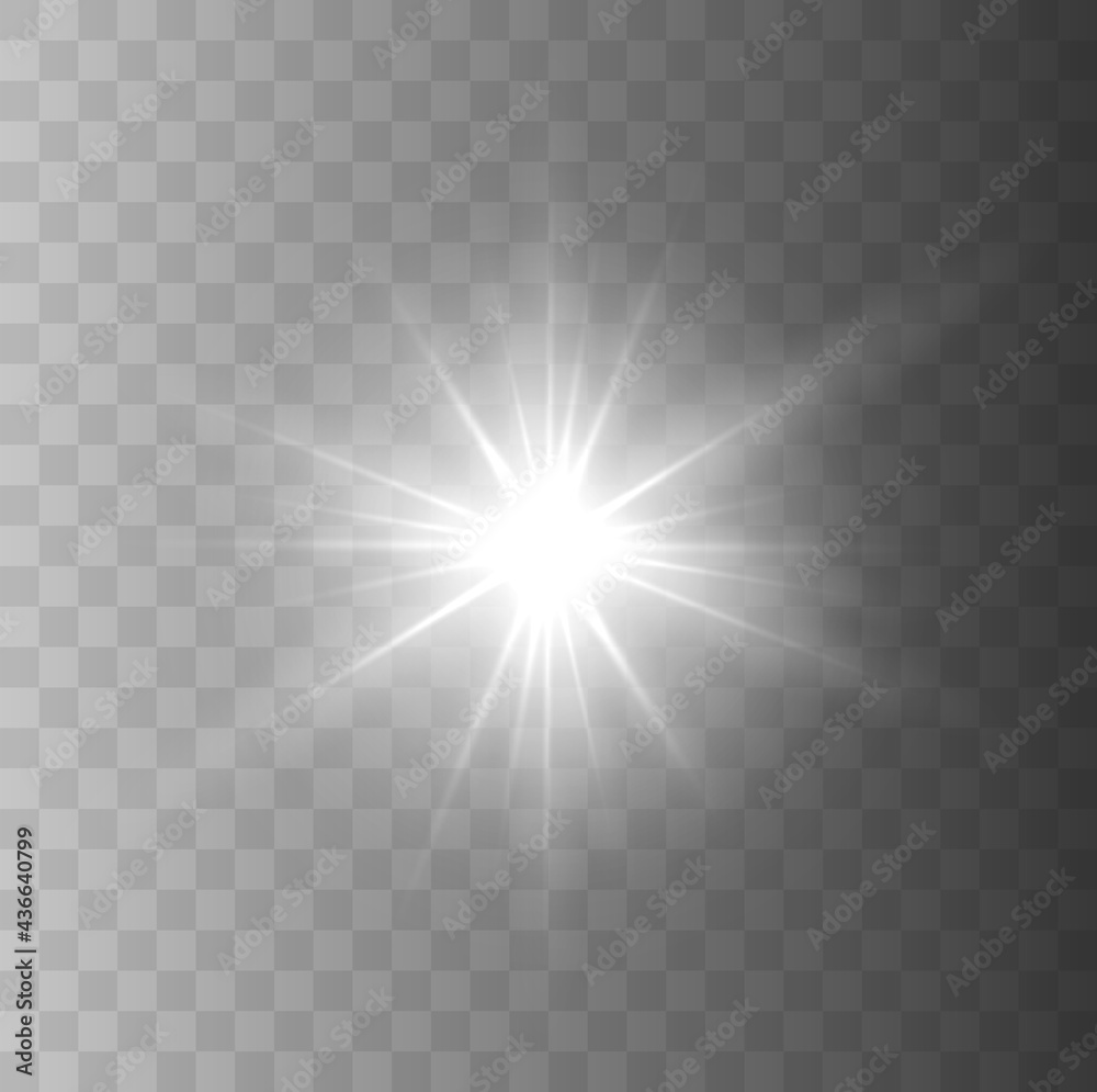 Wall mural glowing light effect. glowing spark isolated on transparent background. vector star explosion.