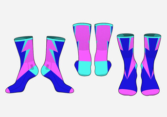 Socks template vector set, isolated
