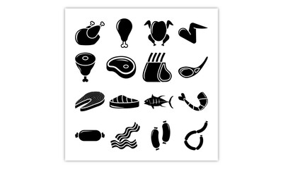 Set of meat icon with flat design. Meat vector illustration simple icon design.