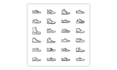Shoe line icon set. Sneakers minimal vector illustrations.
