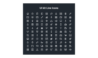 New black and white UI kit icons set.
