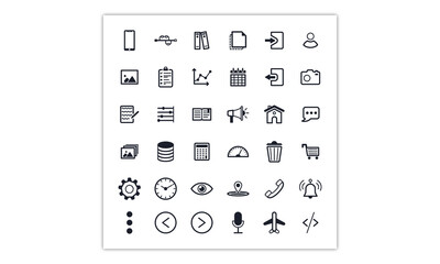 UI and UX icons. Sat of UI kit line art vector icons set.