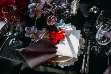 Wedding table setting, wedding decoration, wedding flowers