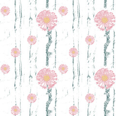 Fancy pink flowers on white background