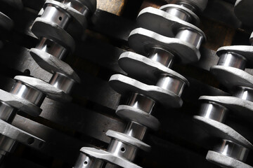New engine crankshaft. Spare part.