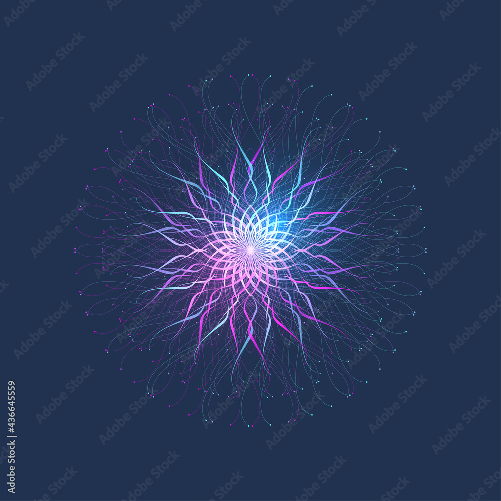 Leinwandbilder Quantum computer technology concept. Deep learning artificial intelligence. Big data algorithms visualization for business, science, technology. Waves flow, illustration.