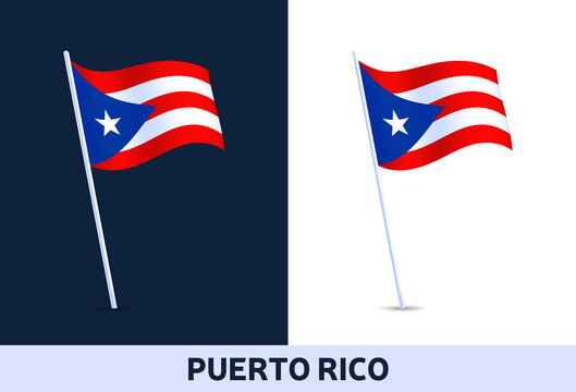puerto rico vector flag. Waving national flag of Italy isolated on white and dark background. Official colors and proportion of flag. Vector illustration.