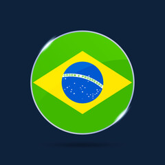 Fototapeta premium brazil national flag Circle button Icon. Simple flag, official colors and proportion correctly. Flat vector illustration.