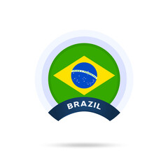 Fototapeta premium brazil national flag Circle button Icon. Simple flag, official colors and proportion correctly. Flat vector illustration.