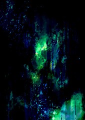 暗闇に光る緑の幻想的なテクスチャ背景