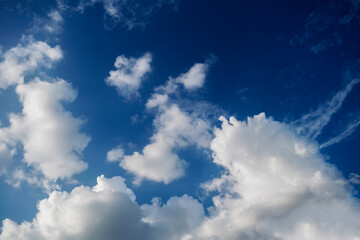 Naklejka na ściany i meble White clouds on blue sky, cloudy sky background