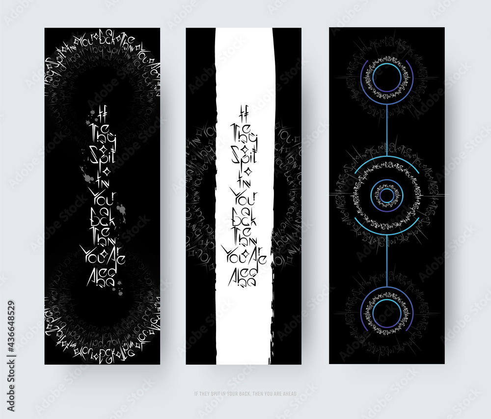 Poster vector illustration, lettering composition in circular design on black background