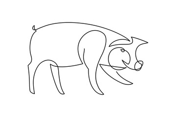 Pig in continuous line art drawing style. Minimalist black linear sketch isolated on white background. Vector illustration