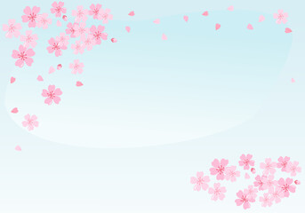 Cherry blossom on blue sky background vector illustration.