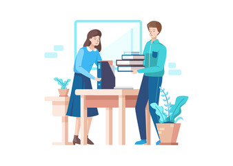 Obraz premium Helping Each Other Vector Illustration