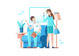 Saying Good-Bye Vector Illustration