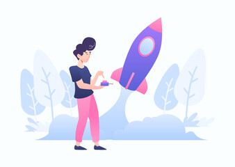 Rocket Start-Up Vector Illustration